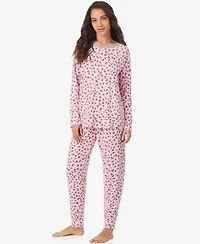 Cuddl Duds Women's Long Sleeve Crewneck Top and Jogger Pajama Set