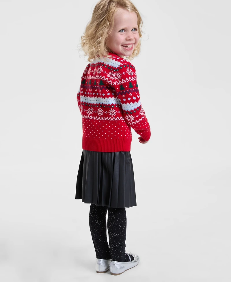 Holiday Lane Toddler Girls Fair Isle Sweater, Macy's Exclusive