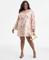 On 34th Trendy Plus Size Floral Sequin Embellished Shift Dress, Macy's Exclusive