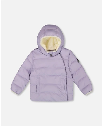 Deux par Little Girls Compressible Winter Puffy Coat Designed for Car Seat Purple Gray - Toddler|Child