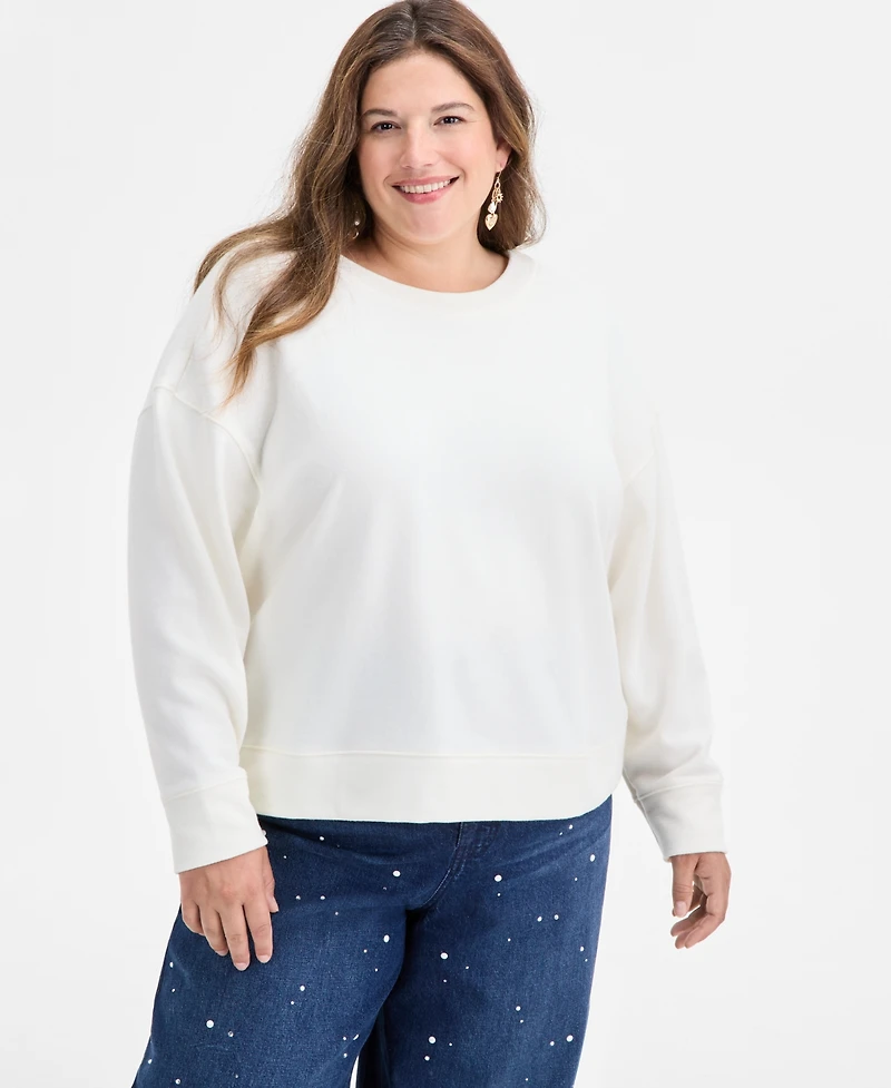 On 34th Trendy Plus Oversized-Bow Embellished Sweater, Macy's Exclusive