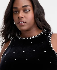 On 34th Trendy Plus Rhinestone-Embellished Velvet Top, Macy's Exclusive