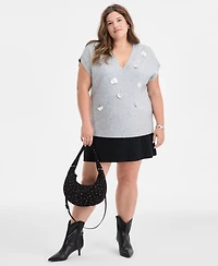 On 34th Trendy Plus Embellished Cap-Sleeve Sweater Vest, Macy's Exclusive