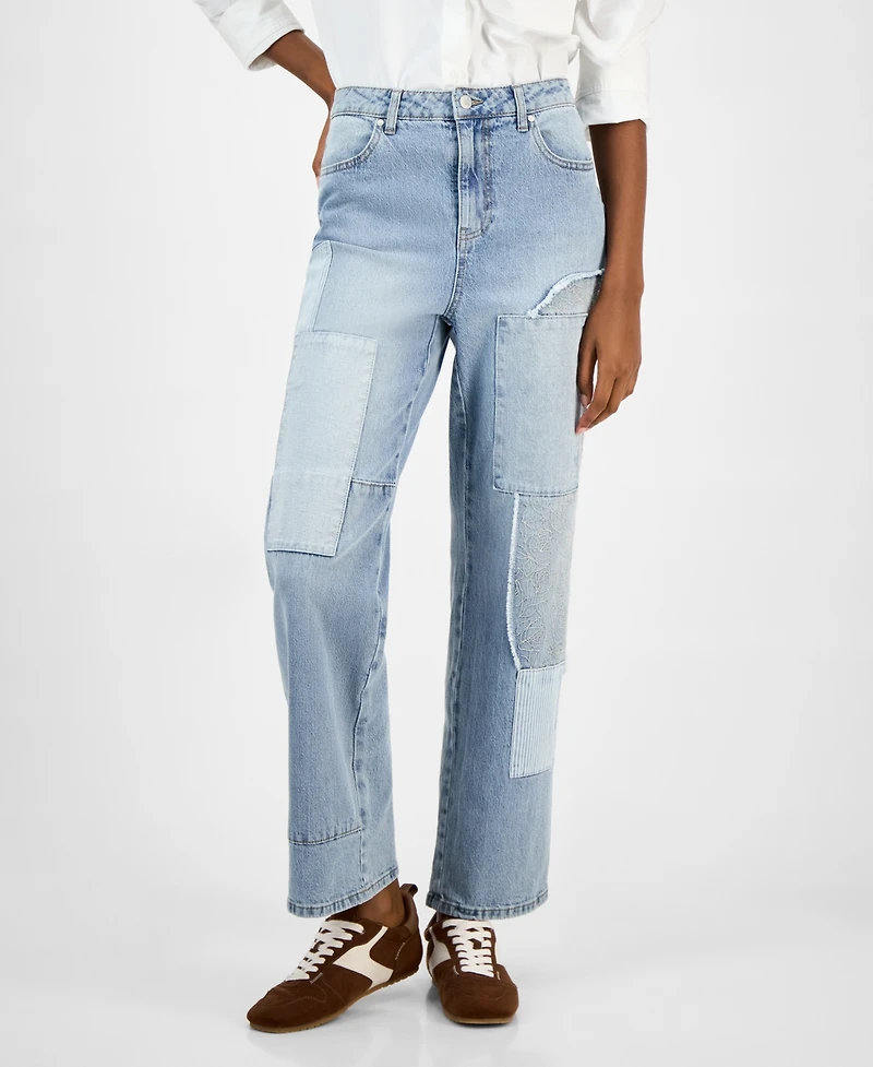 And Now This Women's Mixed-Media Patchwork Jeans, Macy's Exclusive
