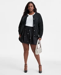 On 34th Trendy Plus Size Metallic Knit Jewel-Button Cardigan, Macy's Exclusive