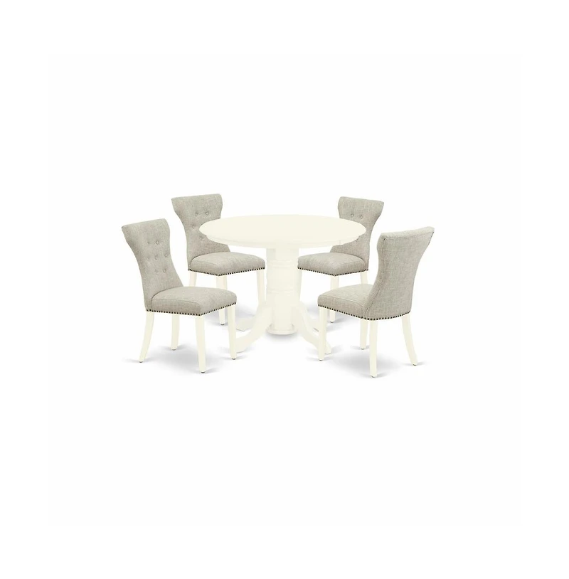 East West Furniture Dining Room Set Linen White