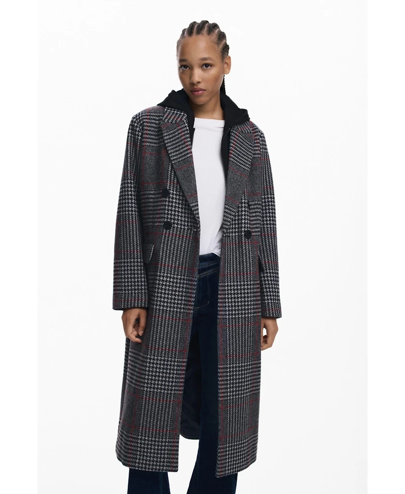 Desigual Women's Tartan coat with hood
