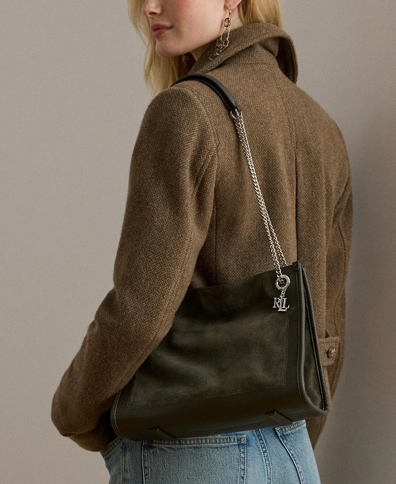 Lauren Ralph Lauren Suede & Leather Small Bradley Tote Bag