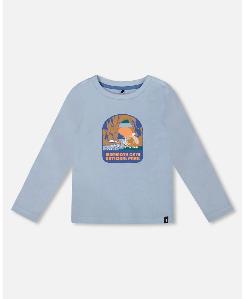 Deux par Boy Cotton Long Sleeve T-Shirt Light Blue - Toddler|Child