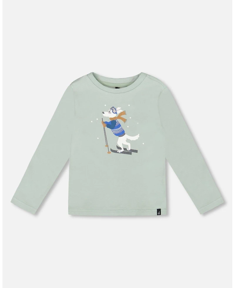 Deux par Boy Long Sleeve Cotton Jersey Tee Jade Green - Toddler|Child