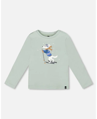 Deux par Boy Long Sleeve Cotton Jersey Tee Jade Green - Toddler|Child