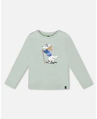 Deux par Boy Long Sleeve Cotton Jersey Tee Jade Green - Toddler|Child