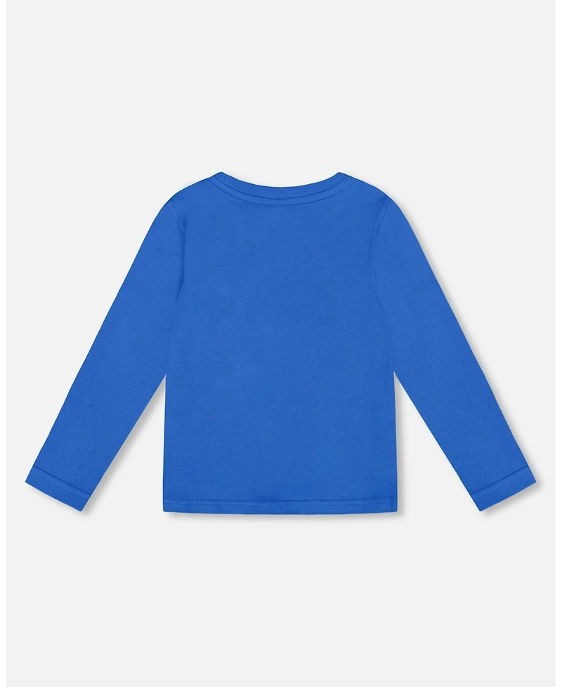 Deux par Boy Long Sleeve Cotton Jersey Tee Blue - Child