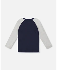 Deux par Boy Long Raglan Sleeve Jersey Tee Navy Blue - Child