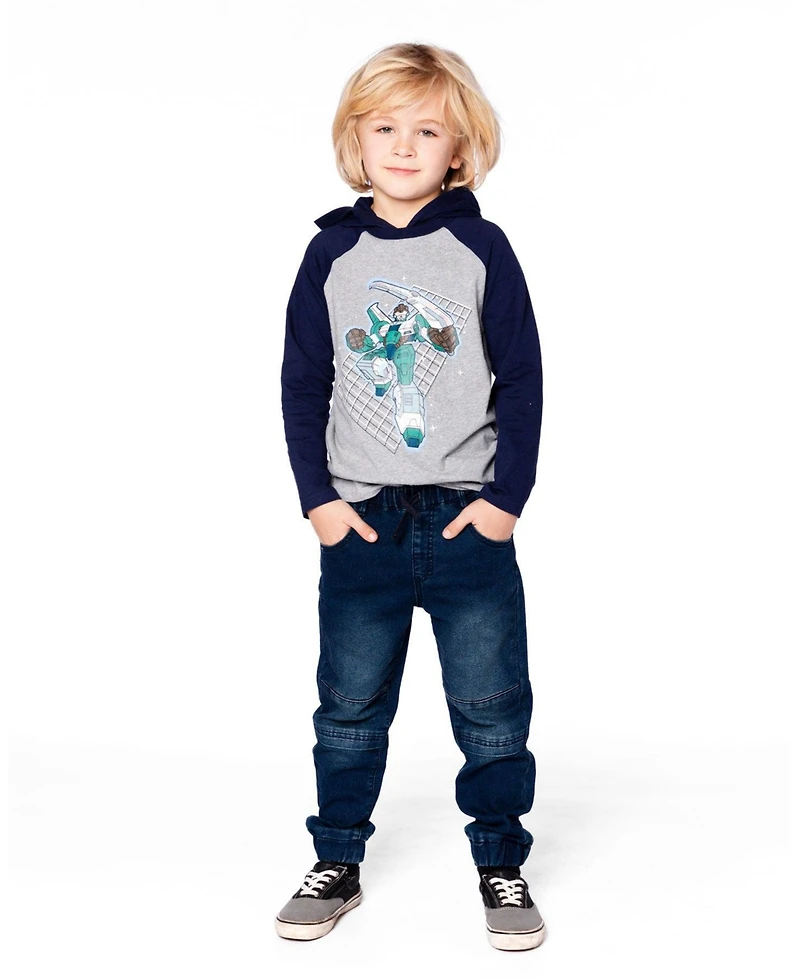 Deux par Boy Cotton Jersey Hooded Raglan Sleeve Tee Navy Blue - Toddler|Child