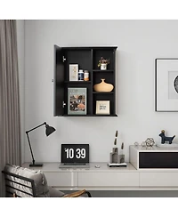 Vanirror Over The Bathroom Cabinet - Wall Mounted Medicine Cabinet with Shelves, Wooden Storage for Bathroom, Kitchen & Laundry Room (Black)
