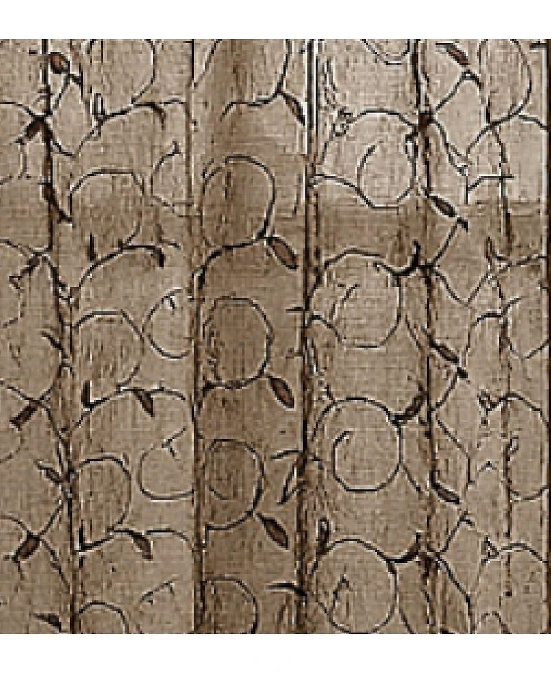 Kate Aurora Living Complete 4 Piece Linen Leaf Embroidered Kitchen Curtain Set - 58 in. W x 36 L, Gold