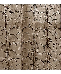 Kate Aurora Living Complete 4 Piece Linen Leaf Embroidered Kitchen Curtain Set - 58 in. W x 36 L, Gold