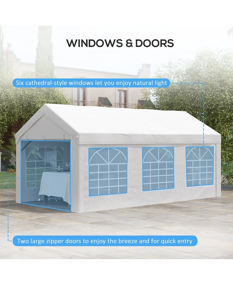 Outsunny 10ft x 20ft Party Tent & Carport, Portable Garage with Sidewalls