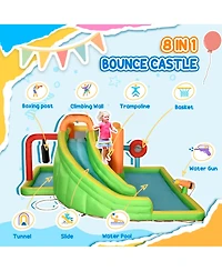 Outsunny 7-in-1 Backyard Inflatable Bounce House W/ Slide & Water Blaster