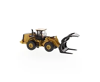 Diecast Masters Cat Caterpillar 972M Wheel Loader with Log Fork and Operator High Line Series 1/87 Scale Diecast Model by Diecast Masters