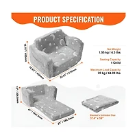 Slickblue Convertible Kids Sofa to Lounger, Glow-in-the-Dark Flip-Out Couch for Bedroom Use