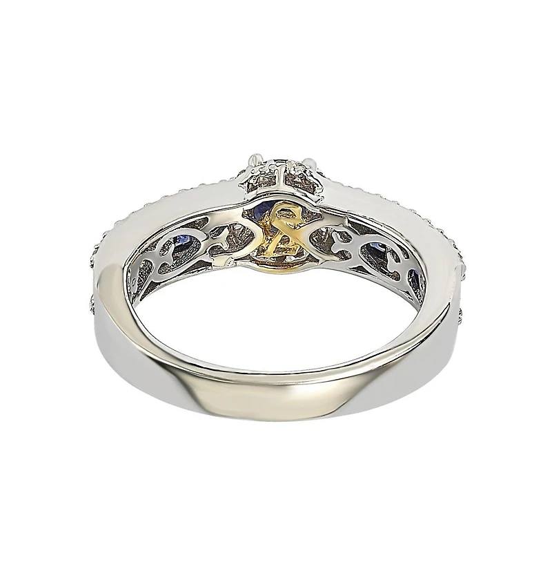 Suzy Levian Sterling Silver Sapphire & Created White Multi Set Bridal Ring