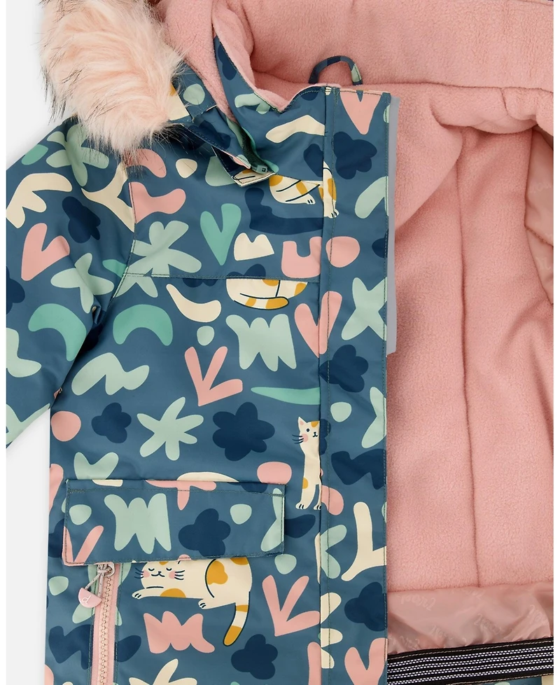 Deux par Girl Two-Piece Discover Snowsuit with Printed Jacket Dusty Pink - Toddler|Child