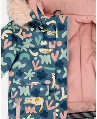 Deux par Girl Two-Piece Discover Snowsuit with Printed Jacket Dusty Pink - Toddler|Child