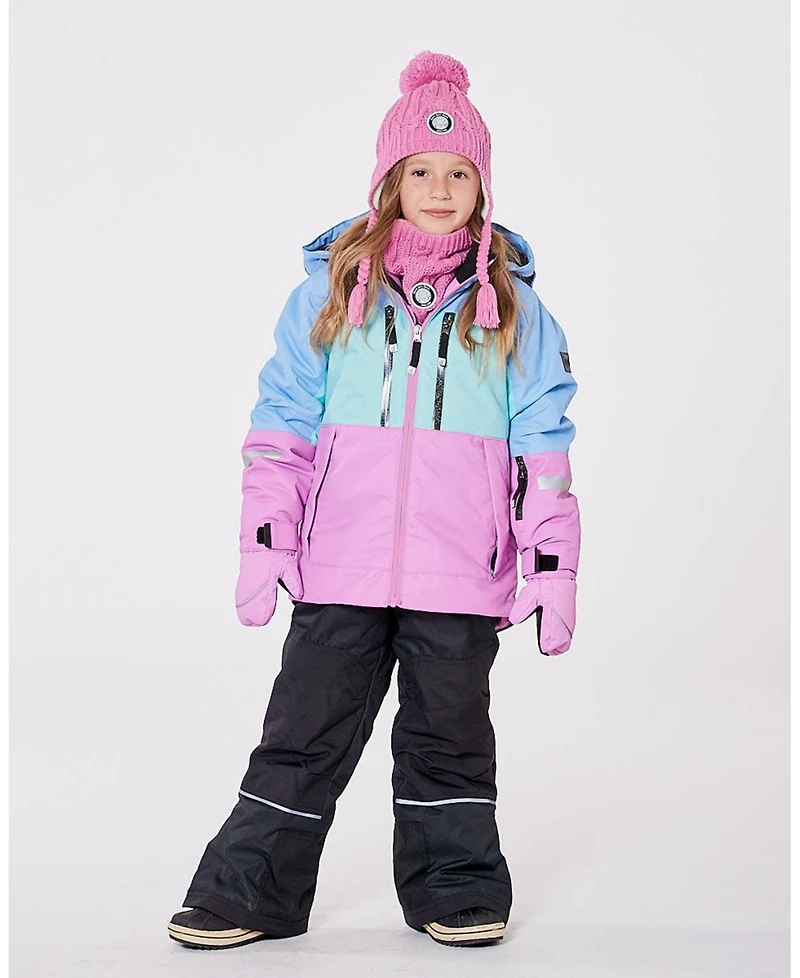 Deux par Girl Two-Piece Teknik Snowsuit with Colorblocked Jacket and Solid Pant Black - Child