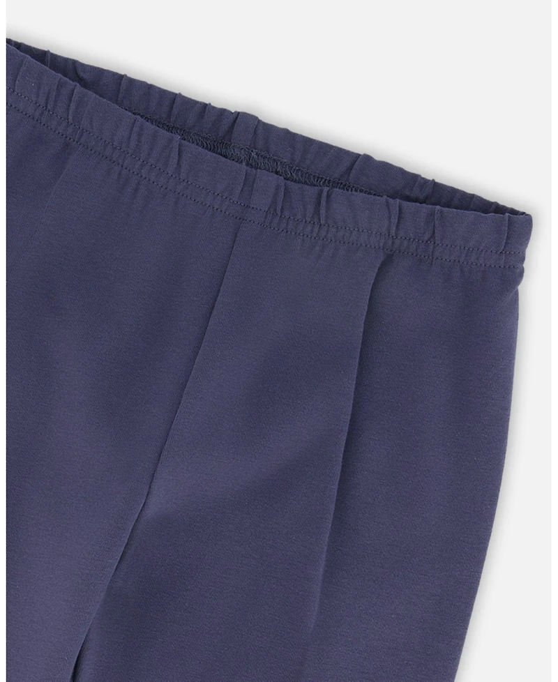 Deux par Girl Cotton Leggings Navy Blue with Hearts - Child