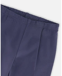 Deux par Girl Cotton Leggings Navy Blue with Hearts - Child