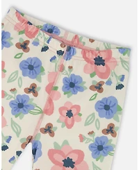 Deux par Girl Cotton Two-Piece Pajamas Off-White Flower Print