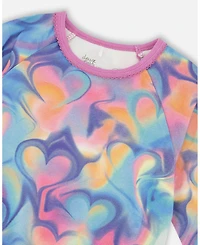 Deux par Girl Cotton Two-Piece Pajamas Rainbow Heart Print