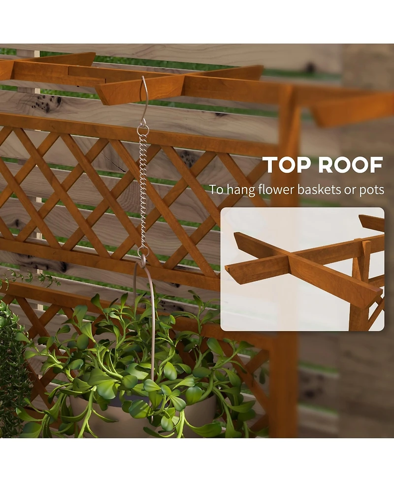 Outsunny Wood Raised Garden Bed, Planter with Trellis for Climbing Plants