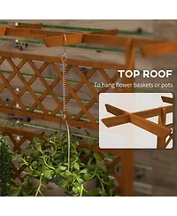 Outsunny Wood Raised Garden Bed, Planter with Trellis for Climbing Plants