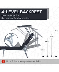 Outsunny Outdoor Chaise Lounge ning Chair, Folding W/ Sun Shade,