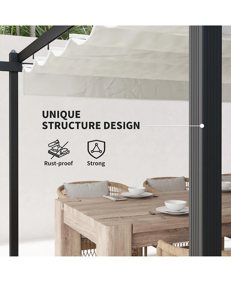 Outsunny 13' x 13' Aluminum Pergola with Retractable Canopy,