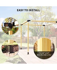 Outsunny 8PCS Pergola Kit Brackets for 4"x4" (Actual 3.6"x3.6") Lumber