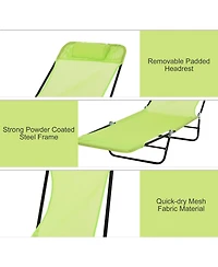 Outsunny Foldable Reclining Pool & Beach Chair w/ Pillow,