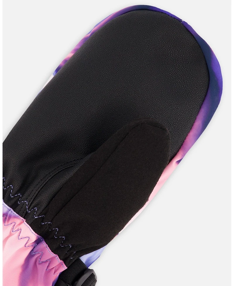 Deux par Girls Winter Mittens Teknik Pink and Blue Marble