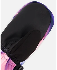 Deux par Girls Winter Mittens Teknik Pink and Blue Marble
