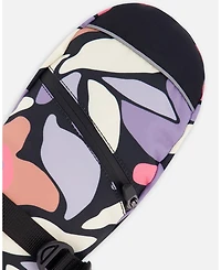 Deux par Girl Winter Mittens Teknik Black Retro Flower Print