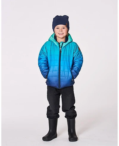 Deux par Deux Boy Quilted Mid-Season Jacket Green and Blue Gradient