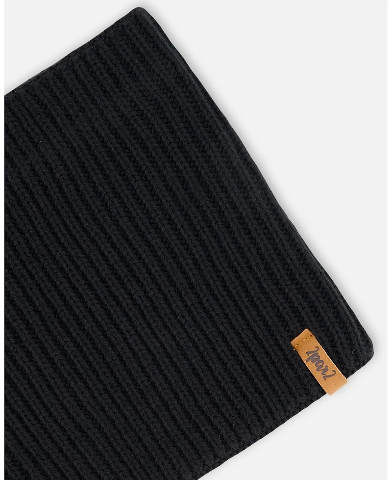 Deux par Deux Baby Unisex Mid-Season Knit Neck Warmer Black - Baby
