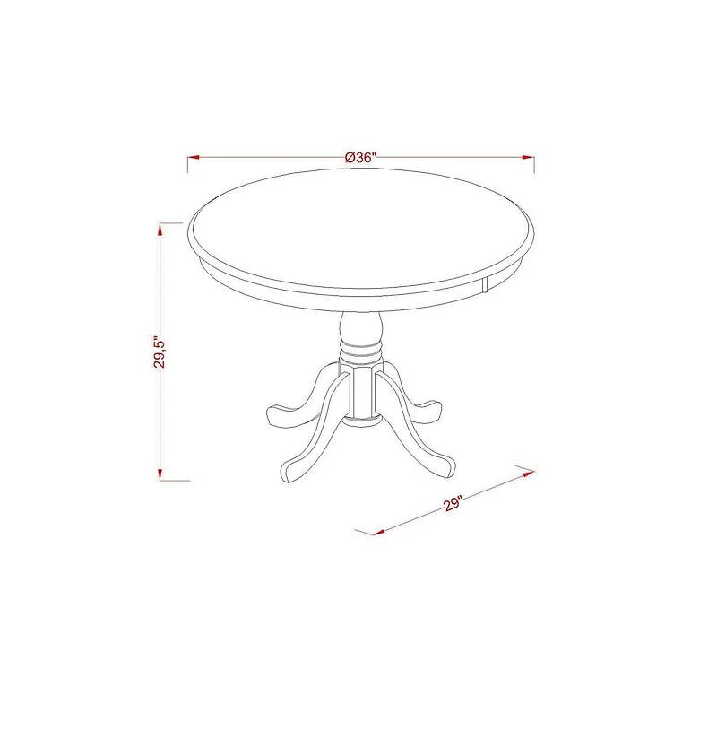 East West Furniture Pc Dining Table with Linen Chairs in Black and Cherry