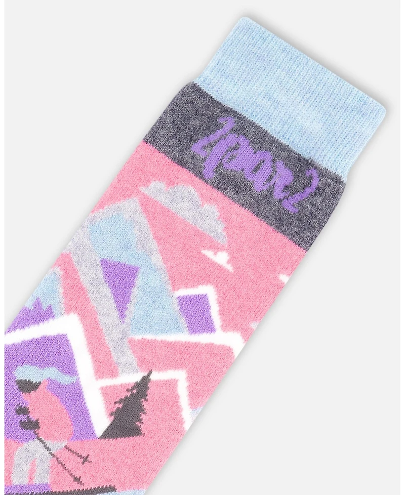 Deux par Girl Winter Ski Socks with Merino Wool Pink - Toddler|Child