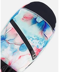Deux par Girl Winter Mittens Teknik Blue Flower Print