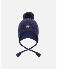 Deux par Kids Unisex Lined Winter Hat with Pompom Navy Blue - Toddler|Child