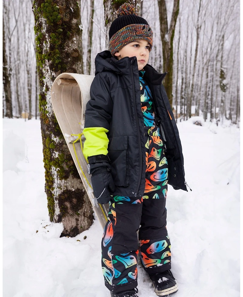 Deux par Boy Lined Knit Winter Hat with Pompom Black and Multicolor - Toddler|Child